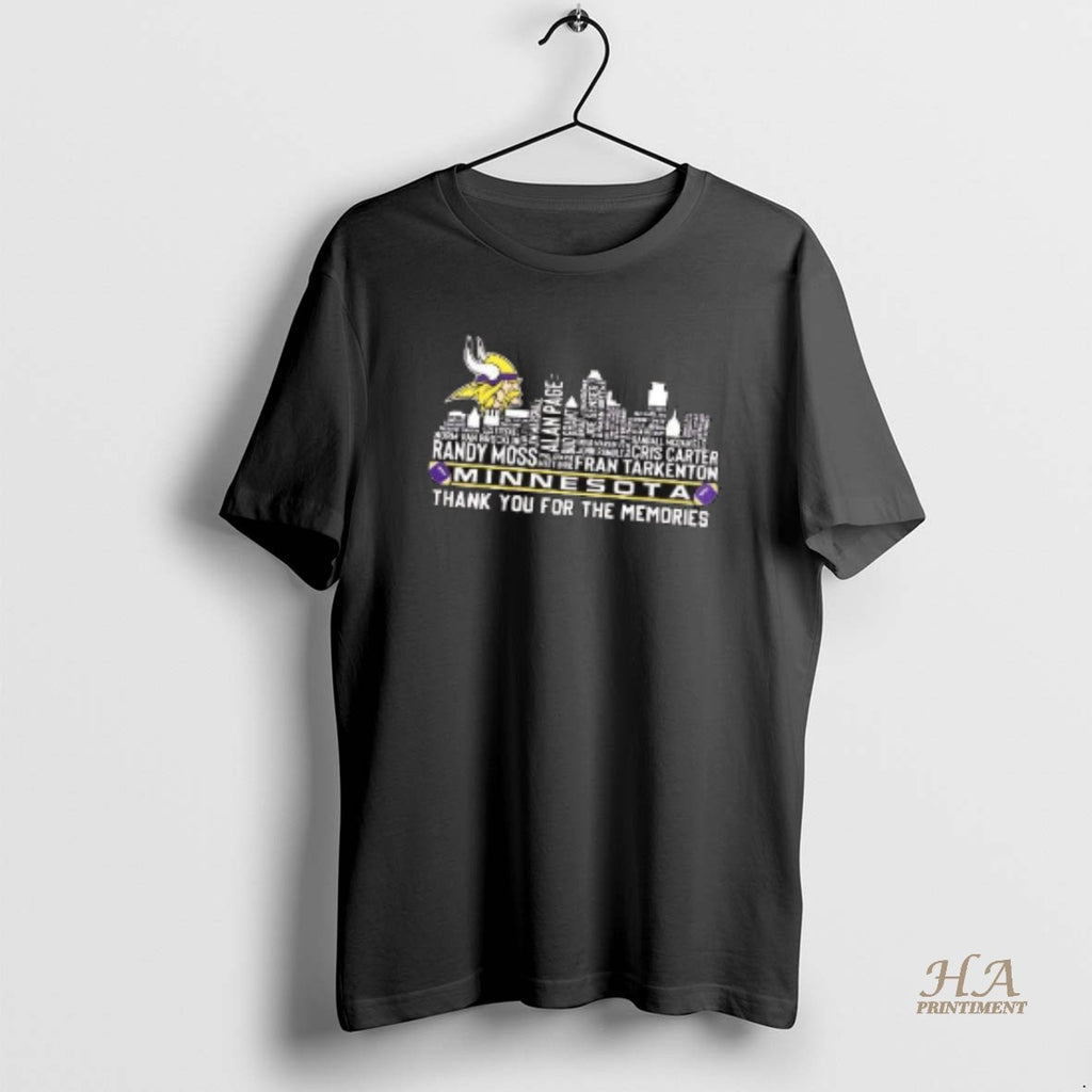 Official Minnesota Vikings Football Thank You For The Memories Name Player Skyline Shirt Hoodie Sweatshirt | PurePodTees.com