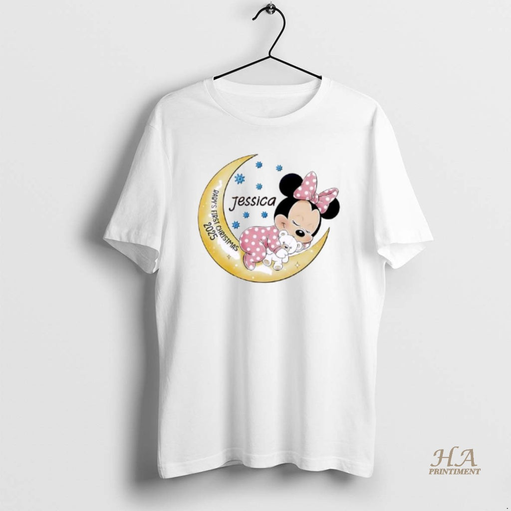Official Minnie Babys First Christmas Personalised Ornaments White Shirt Hoodie Sweatshirt | PurePodTees.com