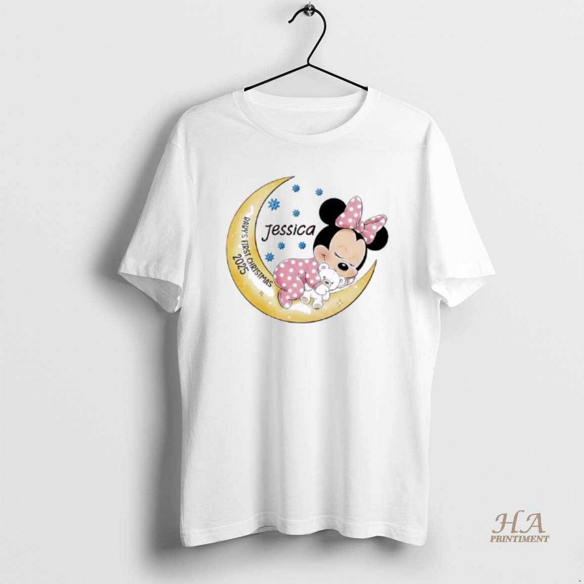 Official Minnie Babys First Christmas Personalised Ornaments White Shirt Hoodie Sweatshirt | PurePodTees.com