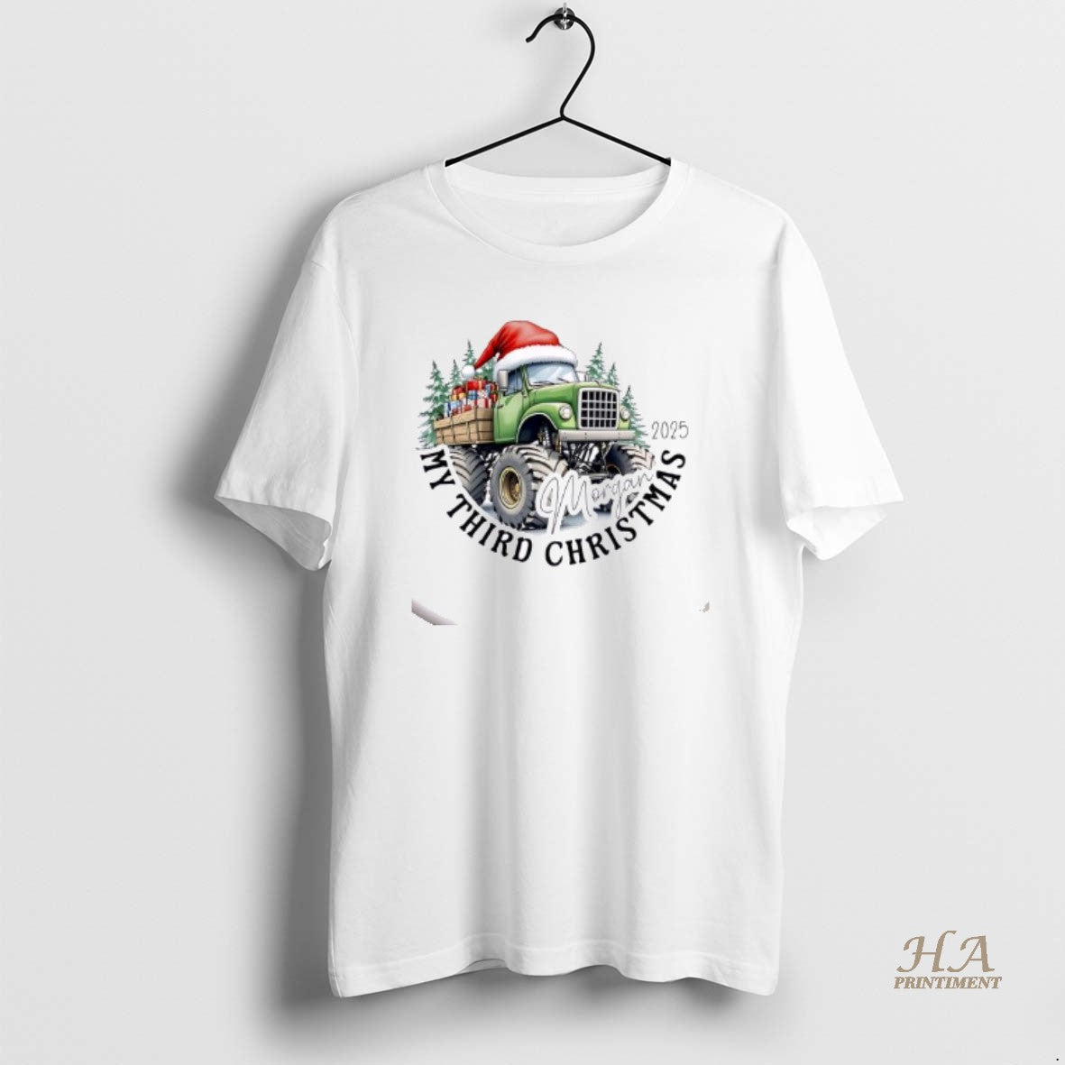 Official Monster Truck My Third Christmas Personalized Ornaments White Shirt Hoodie Sweatshirt | PurePodTees.com