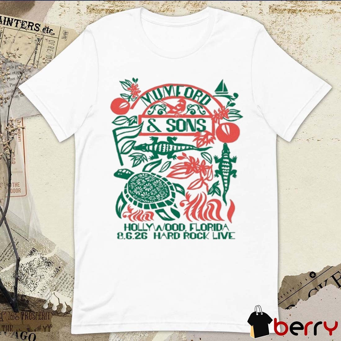 Mumford & Sons Hollywood Florida August 06 2026 Event Show Hard Rock Live t-shirt