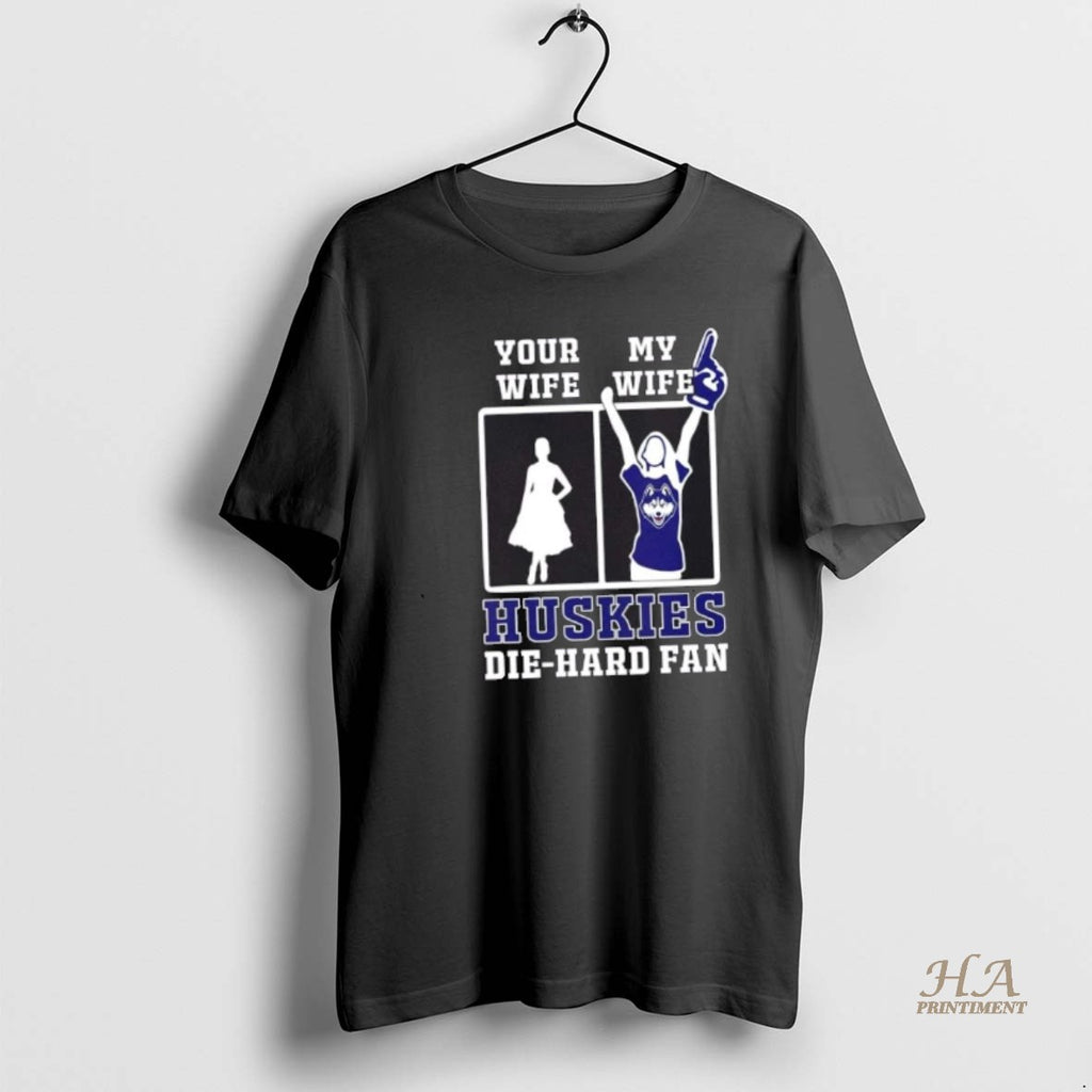 Official My Wife Connecticut Huskies Football Die Hard Fan Shirt Hoodie Sweatshirt | PurePodTees.com