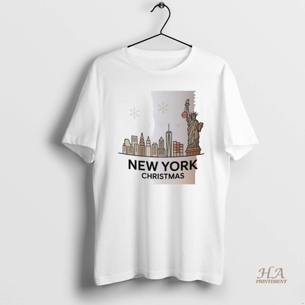 Official New York City Statue Of Liberty Skyline Snowflakes Christmas Shirt Hoodie Sweatshirt | PurePodTees.com