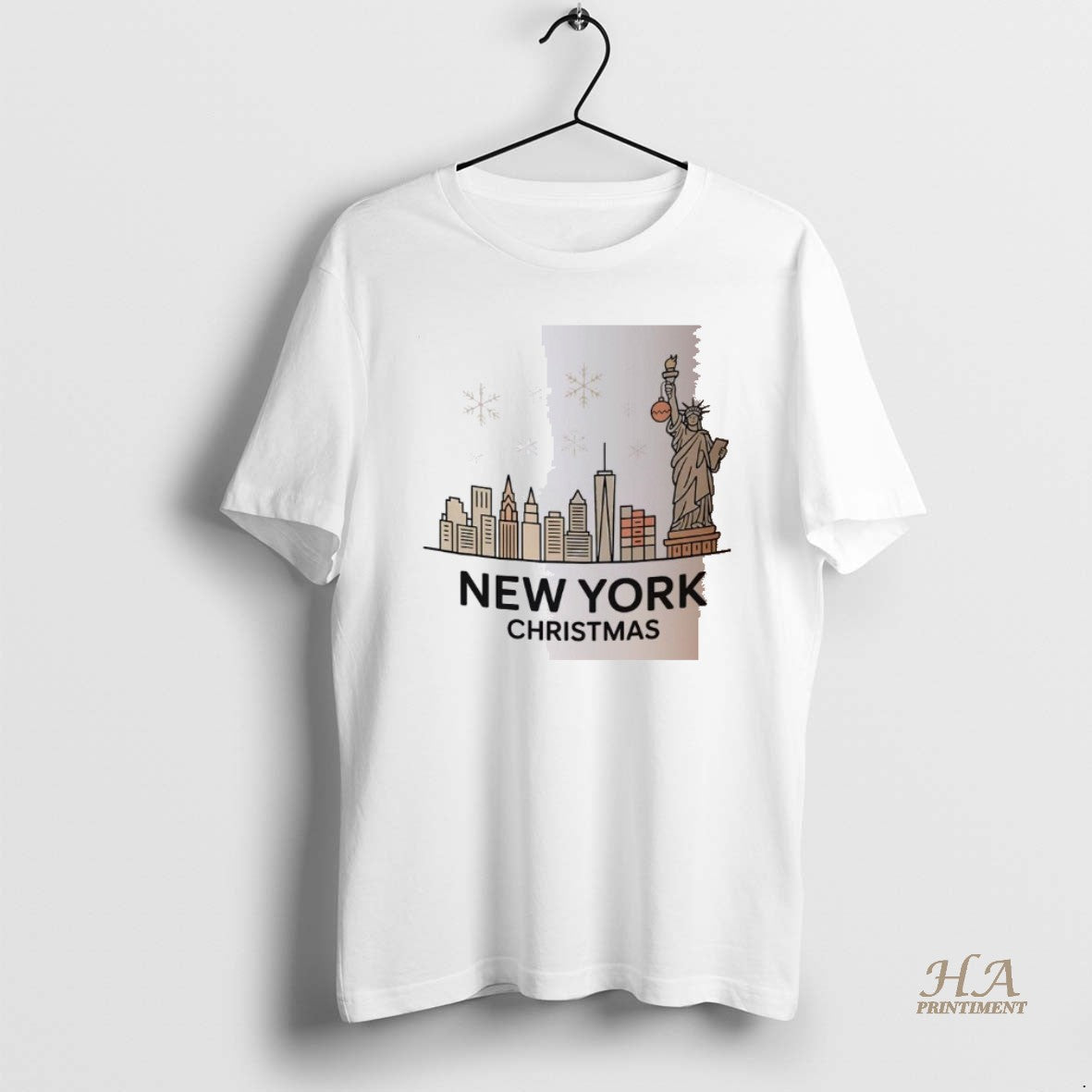 Official New York City Statue Of Liberty Skyline Snowflakes Christmas Shirt Hoodie Sweatshirt | PurePodTees.com