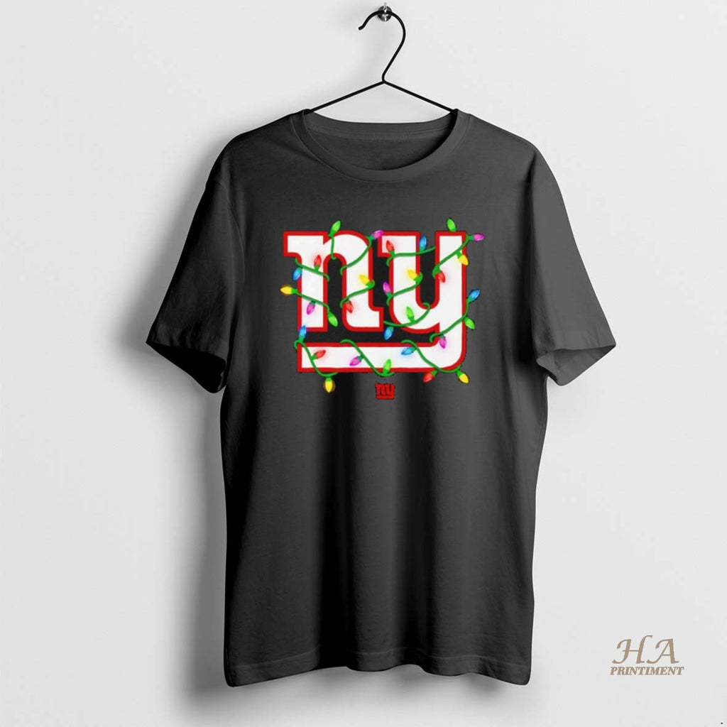 Official New York Giants Logo Holiday Lights Black Shirt Hoodie Sweatshirt | PurePodTees.com