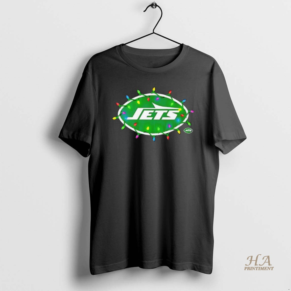 Official New York Jets Logo Holiday Lights Black Shirt Hoodie Sweatshirt | PurePodTees.com