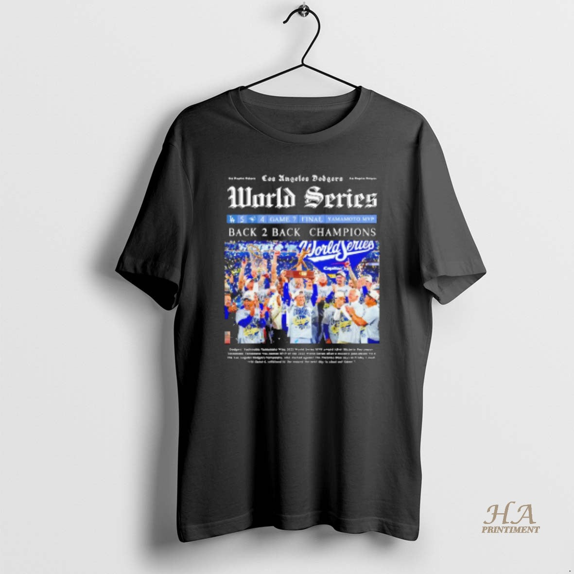 Official Newspaper Los Angeles Dodgers World Series Back 2 Back Champions Blackshirt Shirt Hoodie Sweatshirt