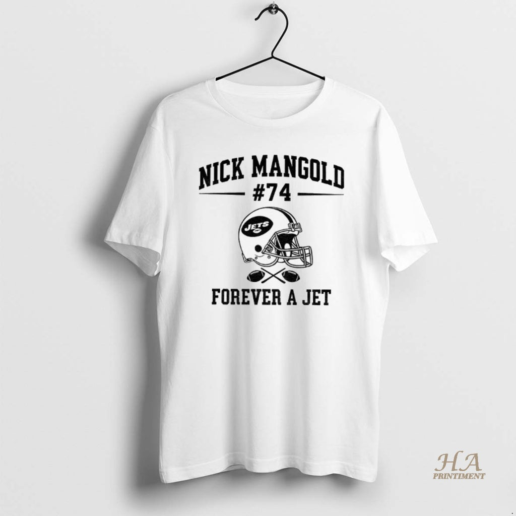 Official Nick Mangold 74 New York Jets Helmet Tribute Football Forever A Jet Shirt Hoodie Sweatshirt | PurePodTees.com