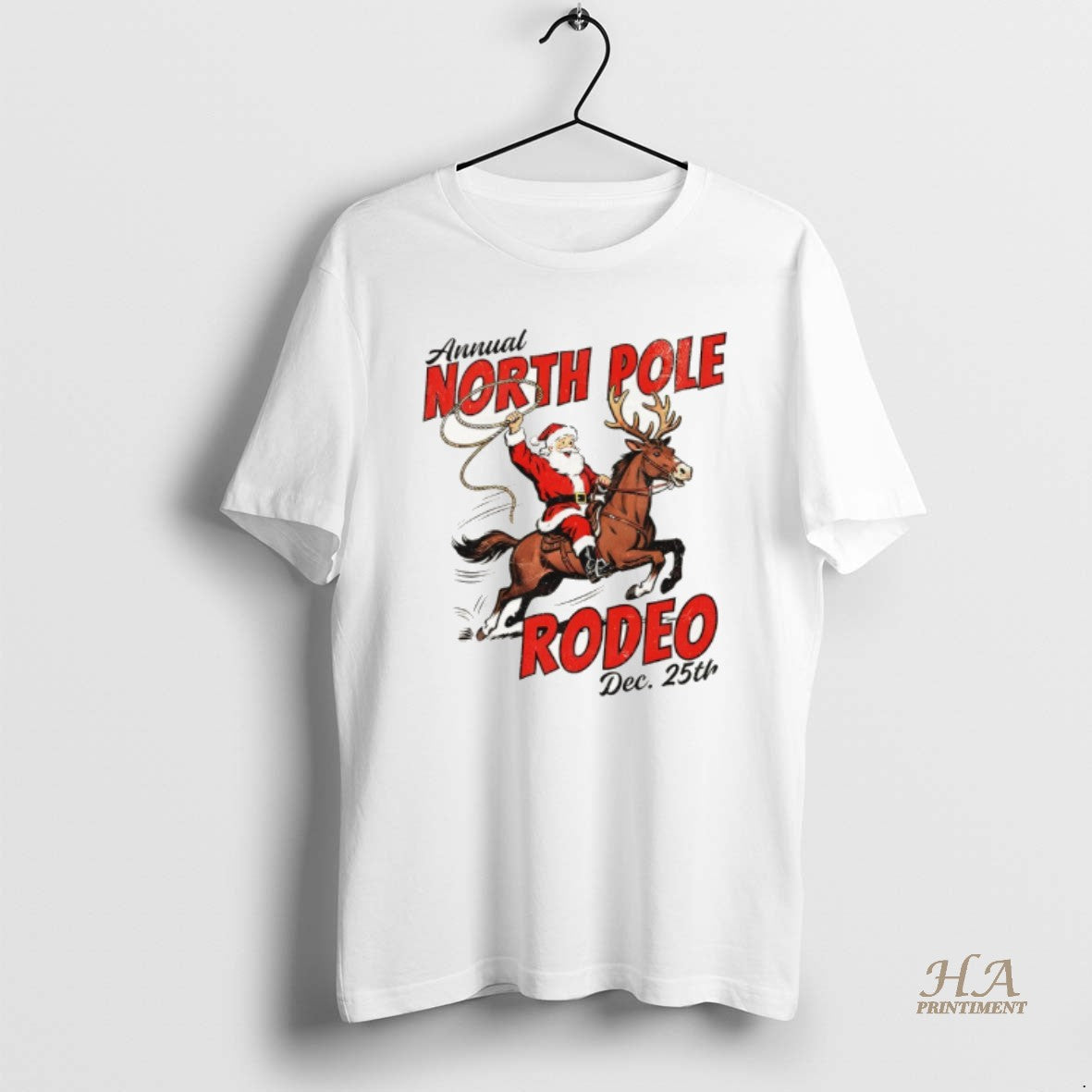 Official North Pole Rodeo Cowboy Santa Western Roping Christmas Shirt Hoodie Sweatshirt | PurePodTees.com
