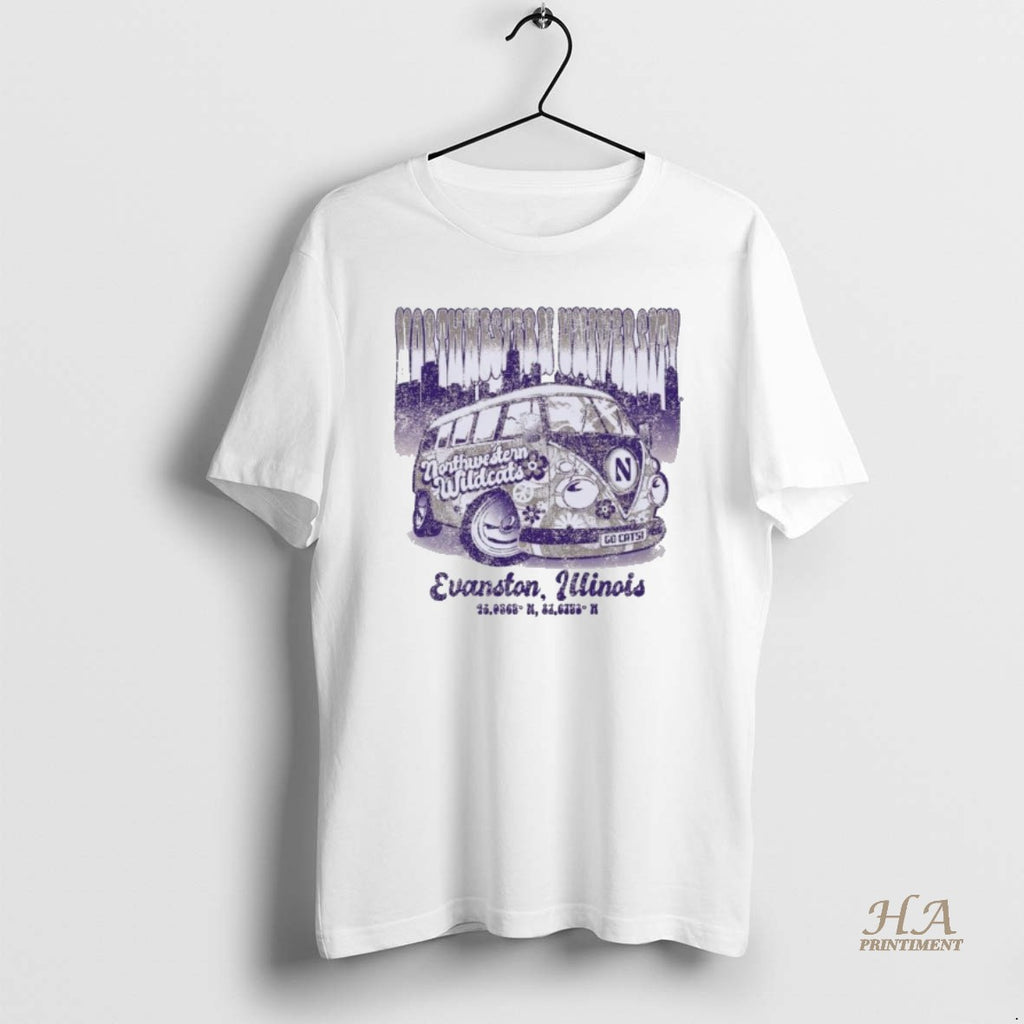 Official Northwestern Retro Flower Bus Shirt Hoodie Sweatshirt | PurePodTees.com