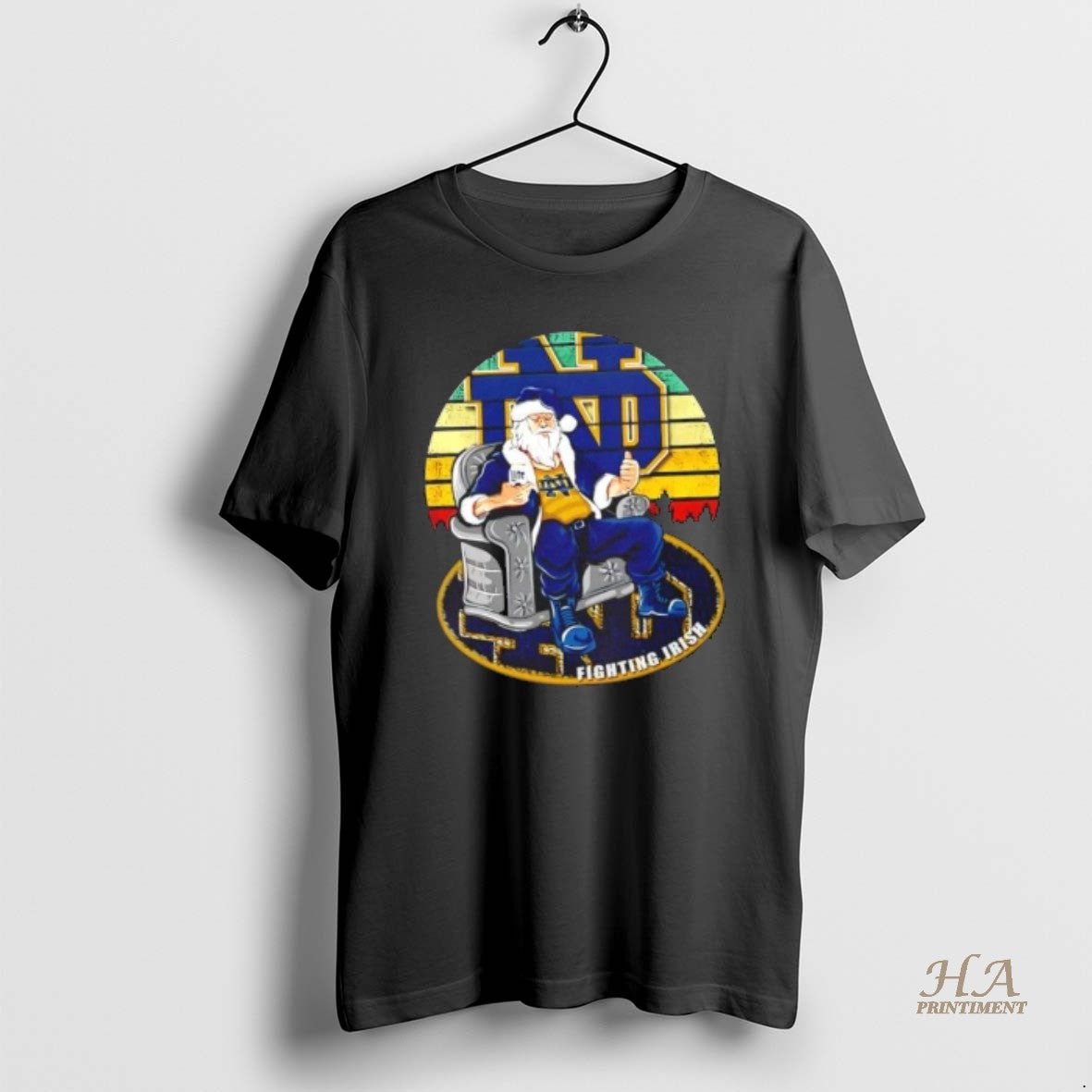 Official Notre Dame Fighting Irish X Santa Claus Christmas Vintage Shirt Hoodie Sweatshirt | PurePodTees.com