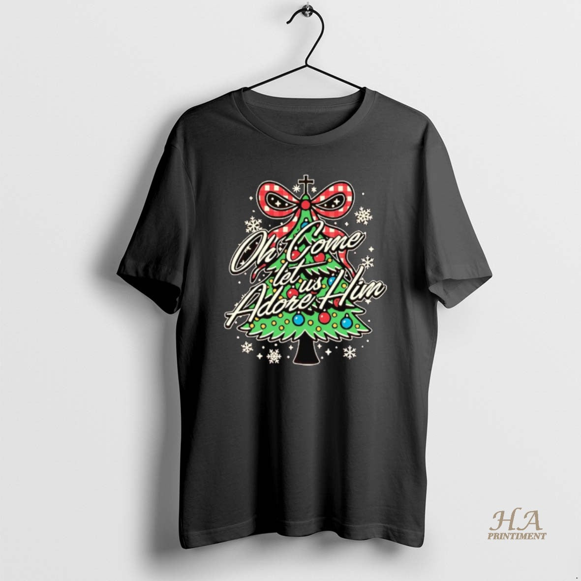 Official Oh Come Let Us Adore Him Christmas Tree Shirt Hoodie Sweatshirt | PurePodTees.com