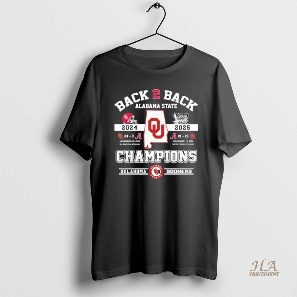 Official Oklahoma Sooners Back 2 Back Alabama State Champions Shirt Hoodie Sweatshirt | PurePodTees.com