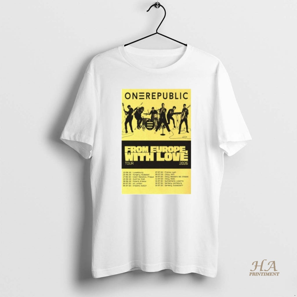 Official One Republic From Europe With Love Tour 2026 Shirt Hoodie Sweatshirt | PurePodTees.com