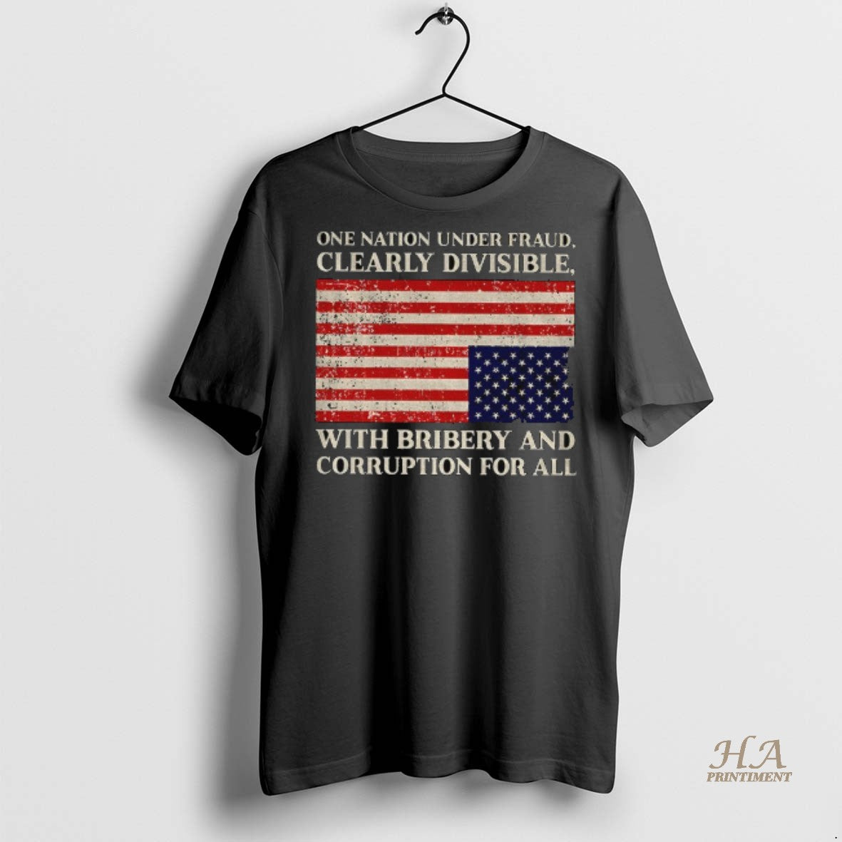 Official One Nation Under Fraud Clearly Divisible With Bribery And Corruption For All American Flag Shirt Hoodie Sweatshirt