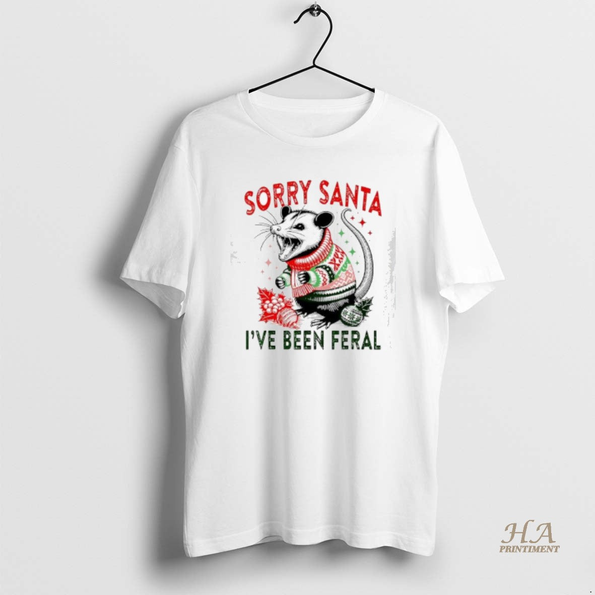 Official Opossum Sorry Santa Ive Been Feral Christmas Shirt Hoodie Sweatshirt | PurePodTees.com
