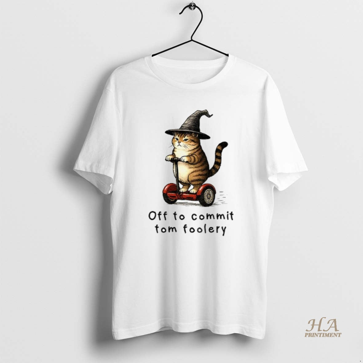 Official Orange Cat Riding Segway Style Off To Commit Tom Foolery Halloween Shirt Hoodie Sweatshirt | PurePodTees.com