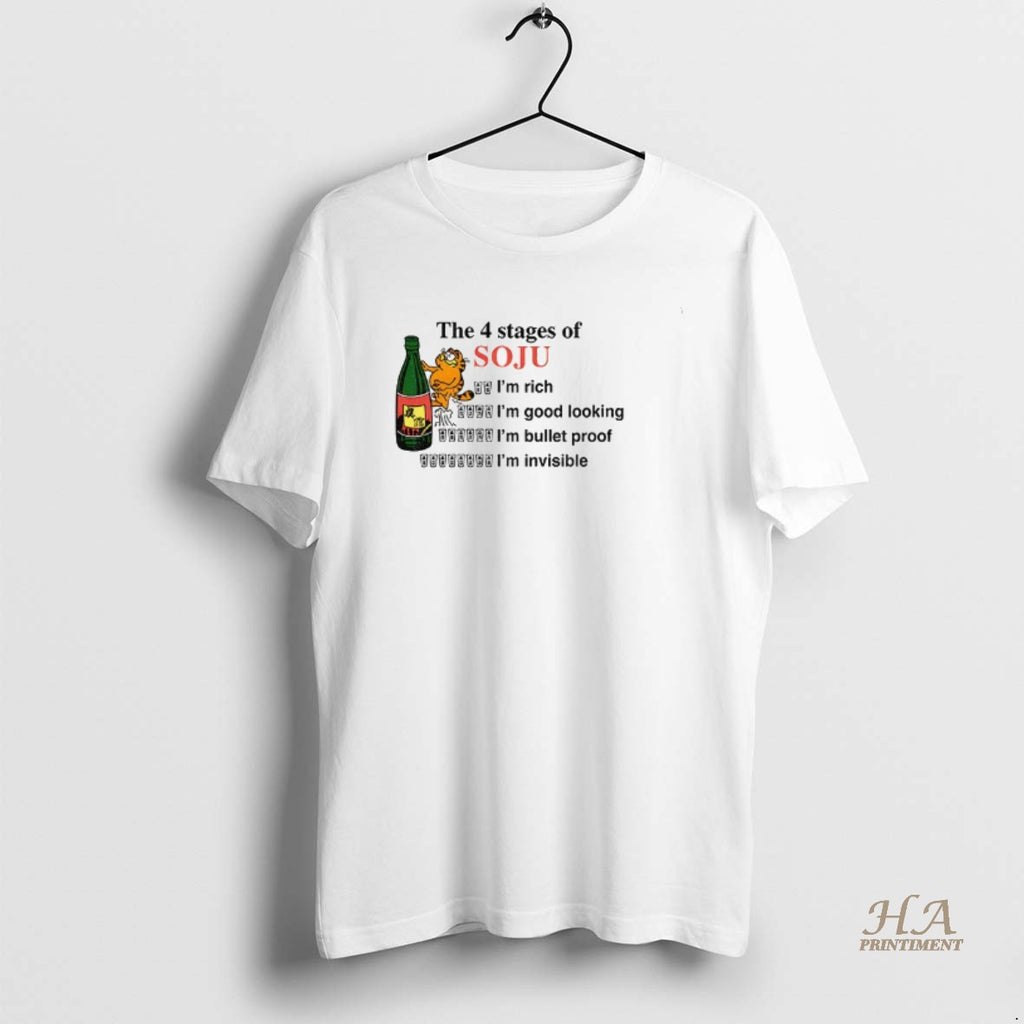 Official Orange Cat The 4 Stages Of Soju Im Rich Im Good Looking Im Bullet Shirt Hoodie Sweatshirt | PurePodTees.com