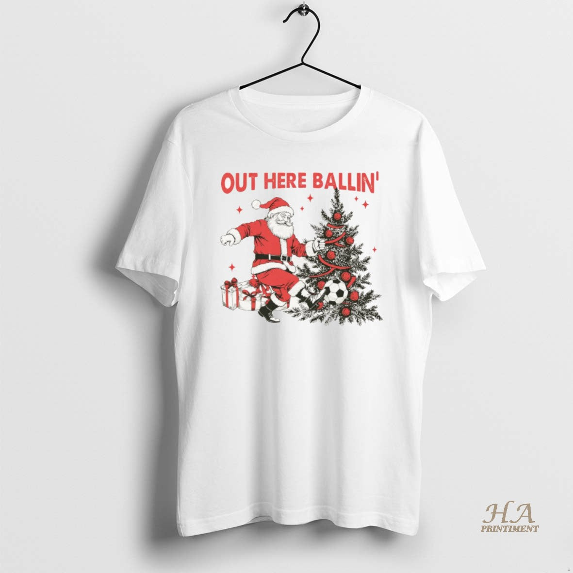 Official Out Here Ballin Santa Claus Soccer Merry Christmas 2025 Shirt Hoodie Sweatshirt | PurePodTees.com