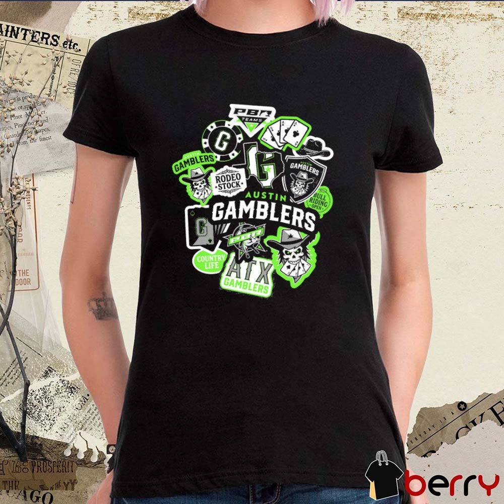 PBR Teams Austin Gamblers Multi Icon Country Life Logos t-shirt