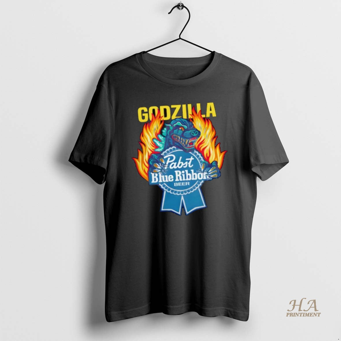 Official Pabst Blue Ribbon Store Flamed Godzilla Shirt Hoodie Sweatshirt | PurePodTees.com