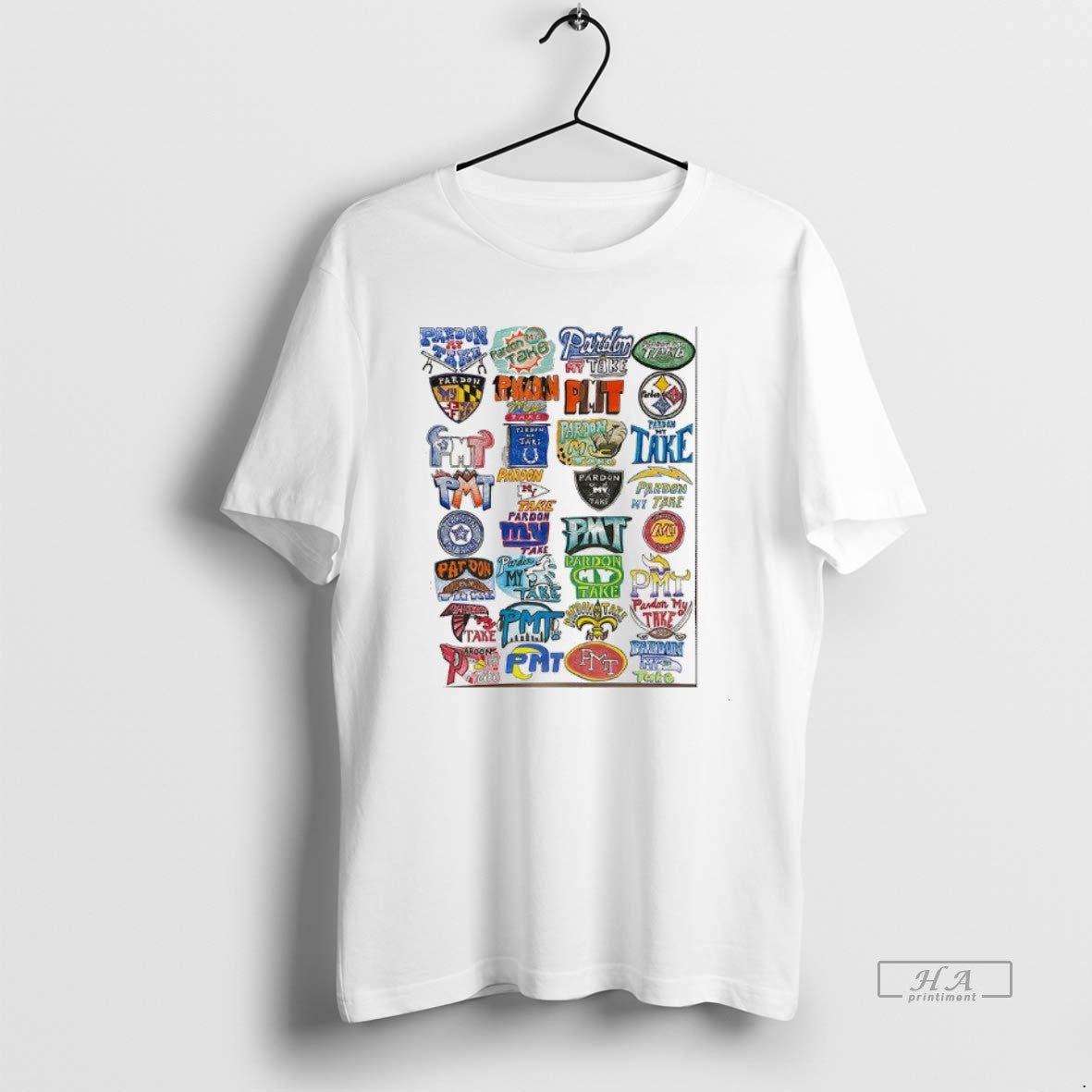 Official Pardon My Take Is Drawn In The Style Of Football Team Logos Shirt Hoodie Sweatshirt | PurePodTees.com
