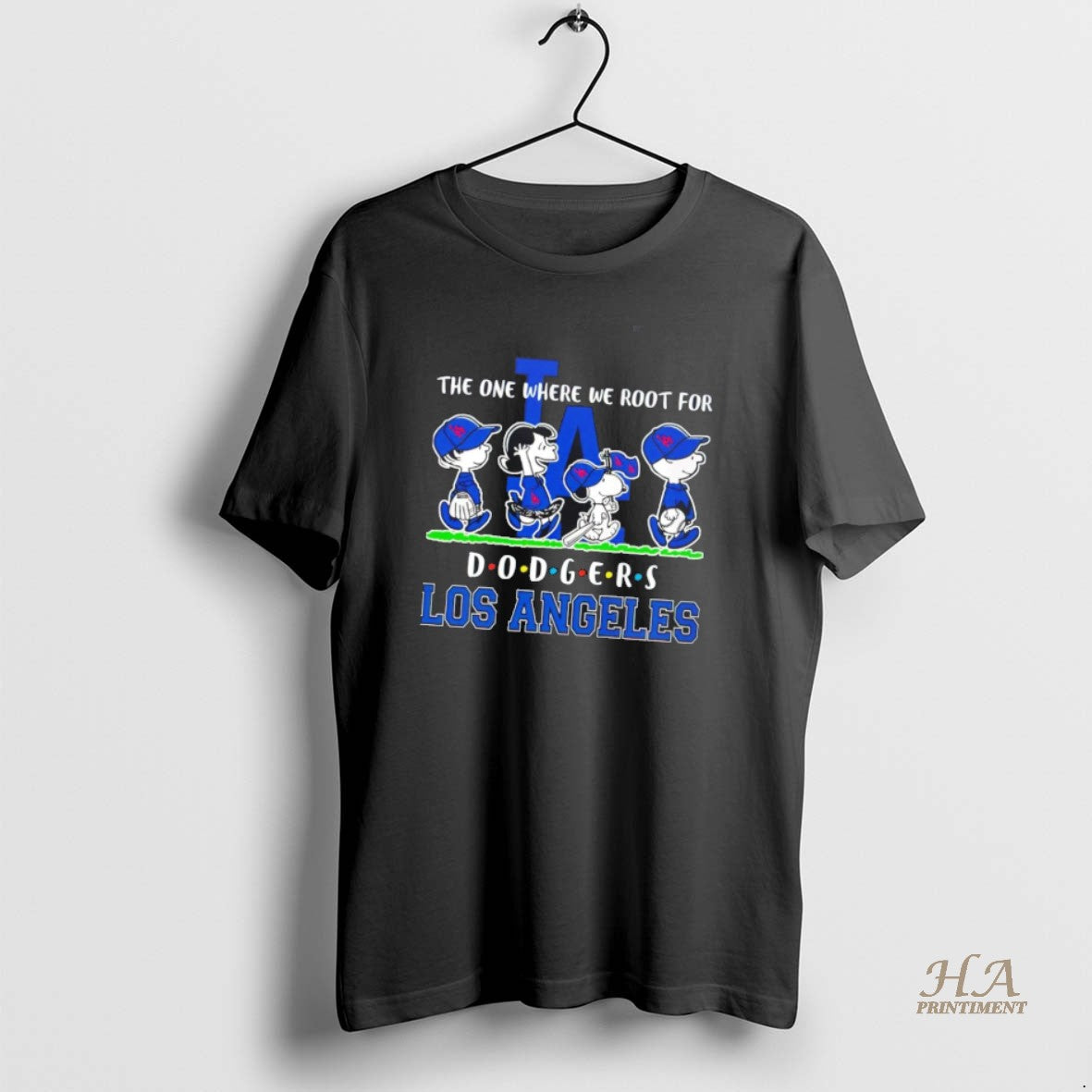 Official Peanuts Characters The One Where We Root For Los Angeles Dodgers Friends Shirt Hoodie Sweatshirt | PurePodTees.com