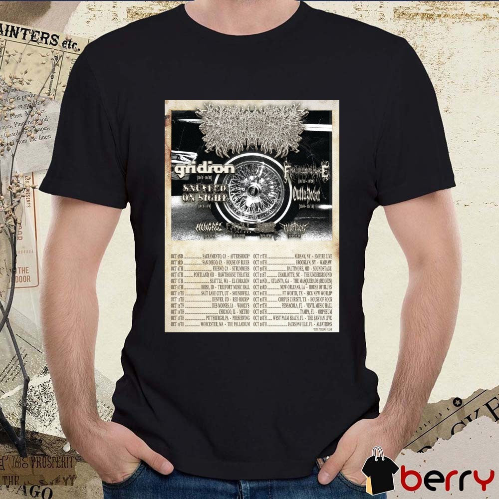 PeelingFlesh October 2026 Fall Tour Gridiron, Snuffed on Sight, Outta Pocket, and Final Resting Place Poster t-shirt