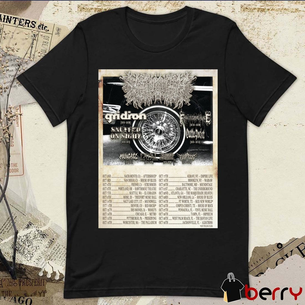 PeelingFlesh October 2026 Fall Tour Gridiron, Snuffed on Sight, Outta Pocket, and Final Resting Place Poster t-shirt