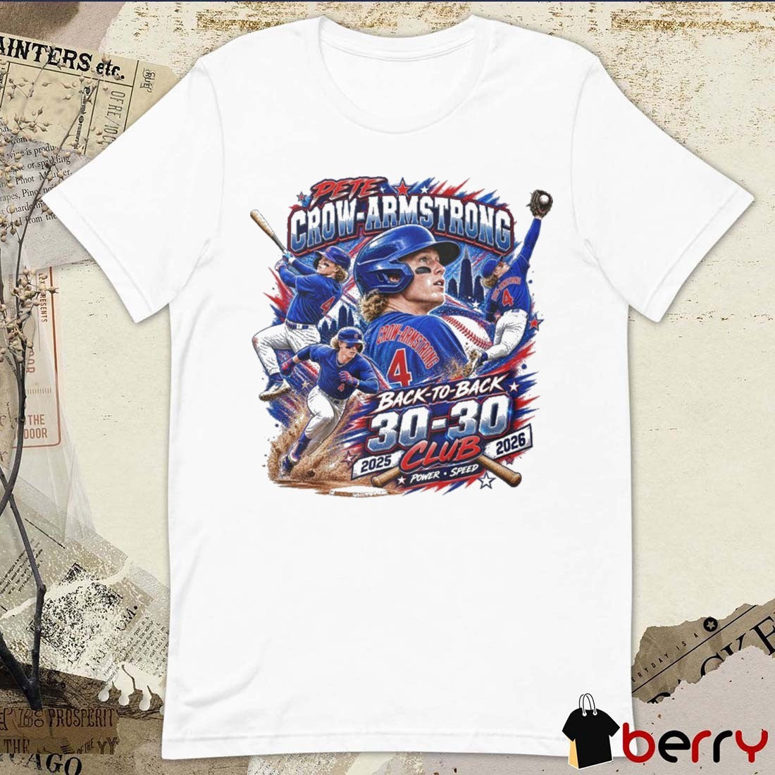 Pete Crow-Armstrong Back-To-Back 30-30 Club 2025-2026 Power Speed Chicago Cubs MLB t-shirt