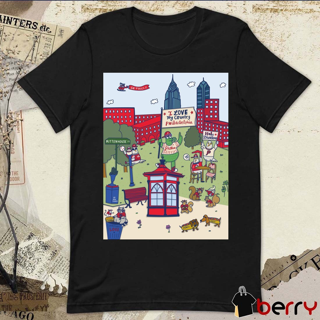 Philadelphia Phillies I Love My Country Philadelphia Holy Schwarbomb Rittenhouse SQ Poster t-shirt