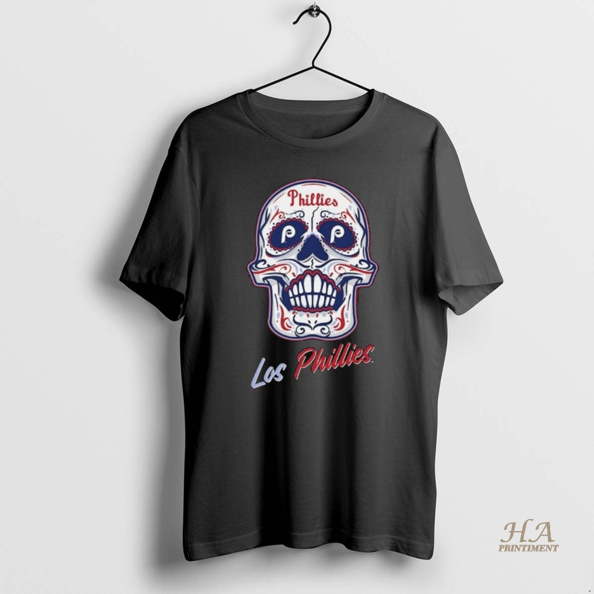 Official Philadelphia Phillies Mitchell Ness Sugar Skull Boxy Long Sleve Shirt Hoodie Sweatshirt | PurePodTees.com