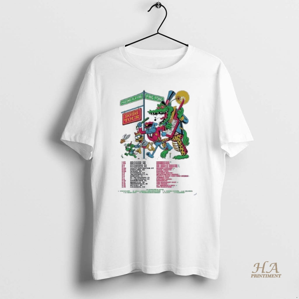 Official Pigeons Playing Ping Pong Tour 2026 Co Headline With Lotus Dates Shirt Hoodie Sweatshirt | PurePodTees.com