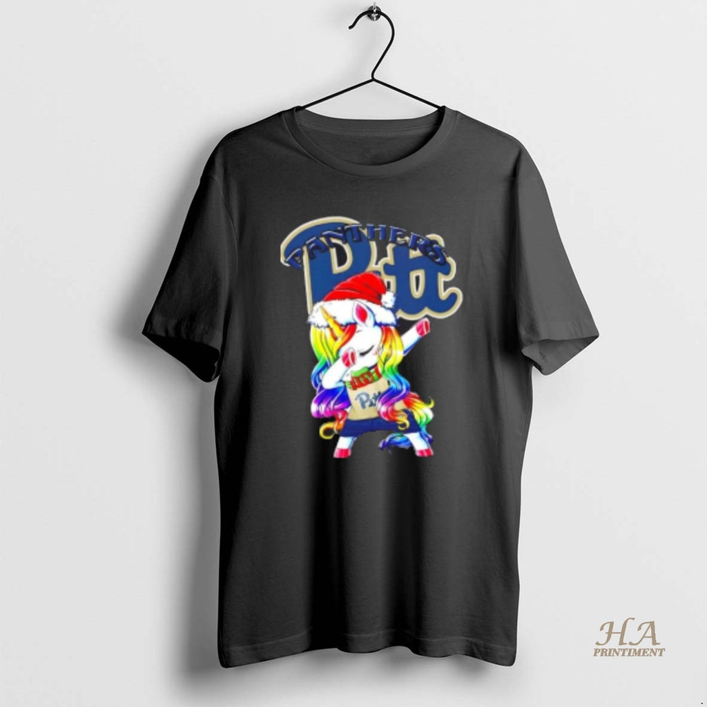 Official Pittsburgh Panthers Football X Unicorn Santa Hat Dabbing Merry Christmas Shirt Hoodie Sweatshirt | PurePodTees.com
