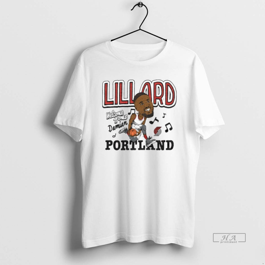 Official Portland Trail Blazers Damian Lillard Welcome Home Caricature 2025 Shirt Hoodie Sweatshirt | PurePodTees.com