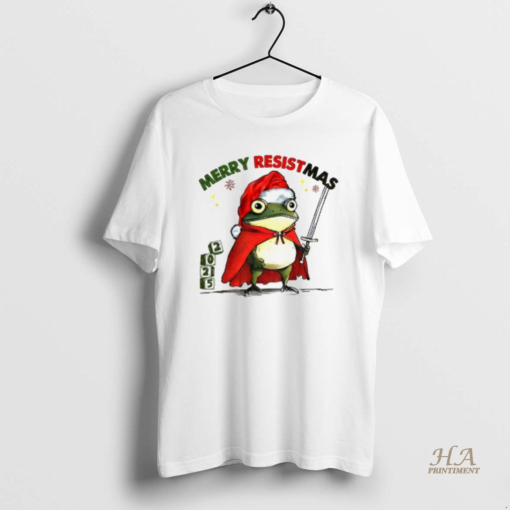 Official Portland Frog Santa Hat Merry Resistmas Merry Christmas 2025 Meme Shirt Hoodie Sweatshirt | PurePodTees.com