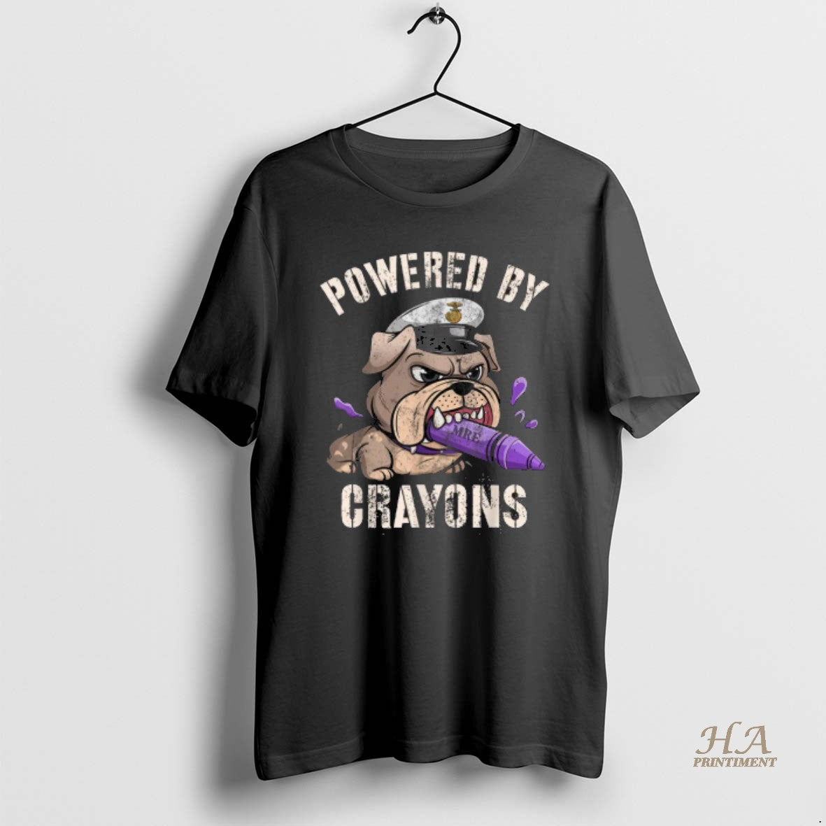 Official Powered By Crayons Bulldog Officer Family Military Gag Shirt Hoodie Sweatshirt | PurePodTees.com