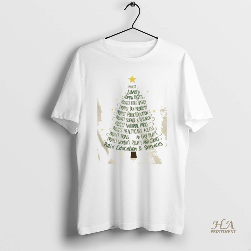 Official Protect Democracy Public Education And Services Christmas Tree Shirt Hoodie Sweatshirt | PurePodTees.com