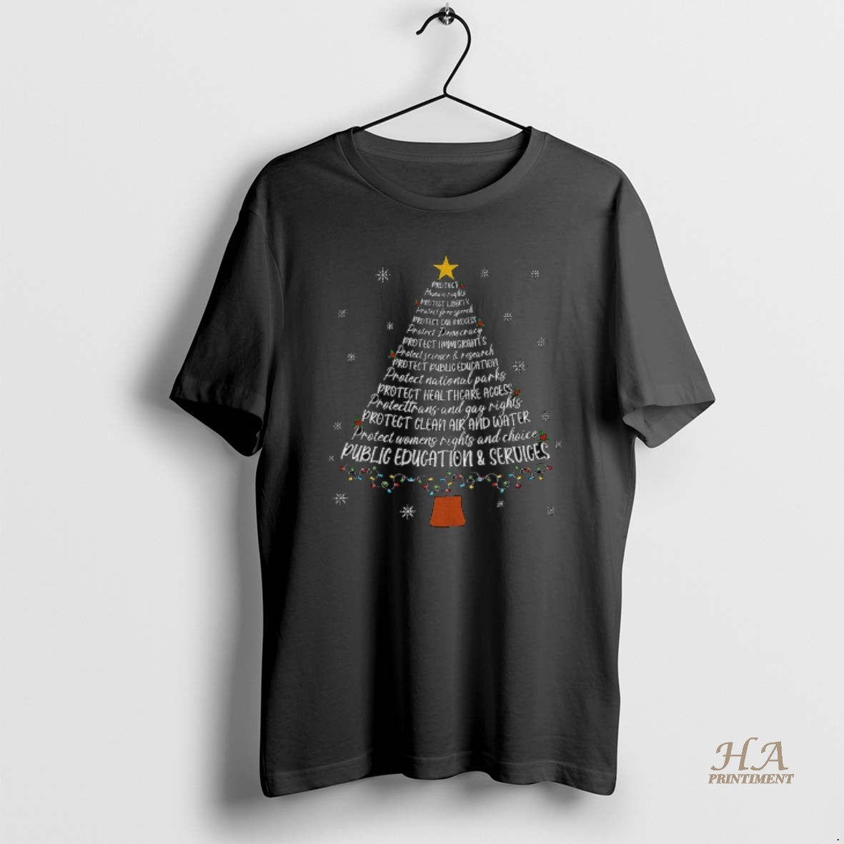 Official Protect Democracy Christmas Tree Anti Trump Democrat Shirt Hoodie Sweatshirt | PurePodTees.com