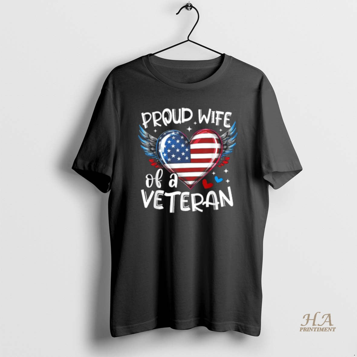 Official Proud Wife Of A Veteran American Flag Heart Veterans Day Shirt Hoodie Sweatshirt | PurePodTees.com