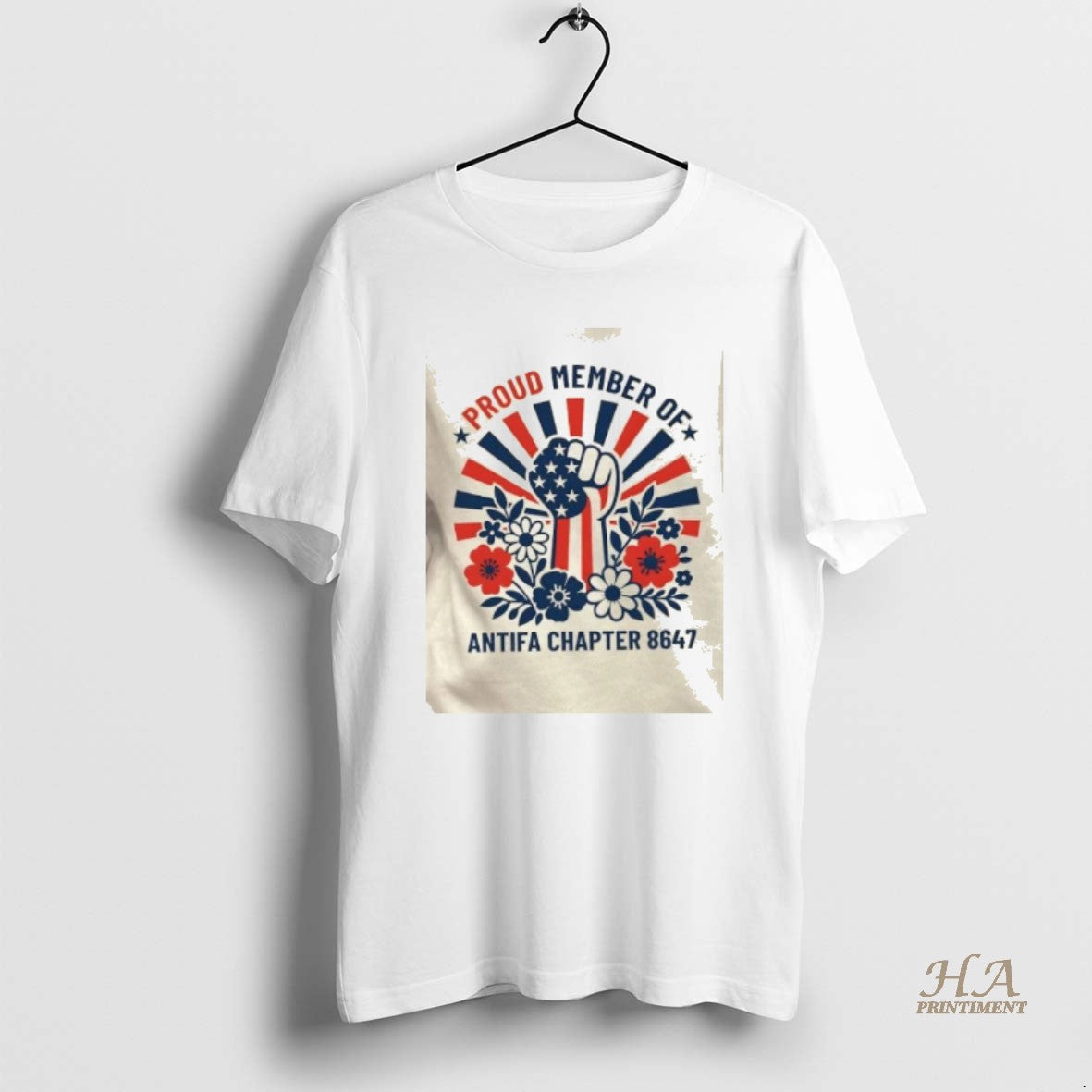 Official Proud Member Of Antifa Chapter 8647 Fist Floral Us Flag Shirt Hoodie Sweatshirt | PurePodTees.com