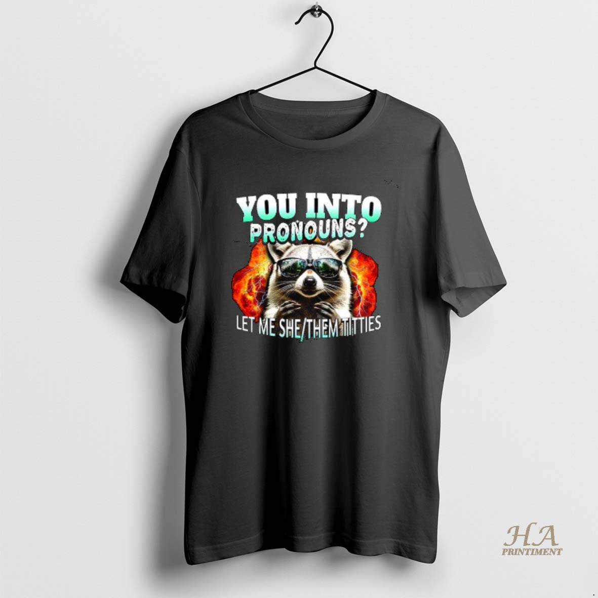Official Raccoon Galsses You Into Pronouns Let Me She Them Titties Shirt Hoodie Sweatshirt | PurePodTees.com