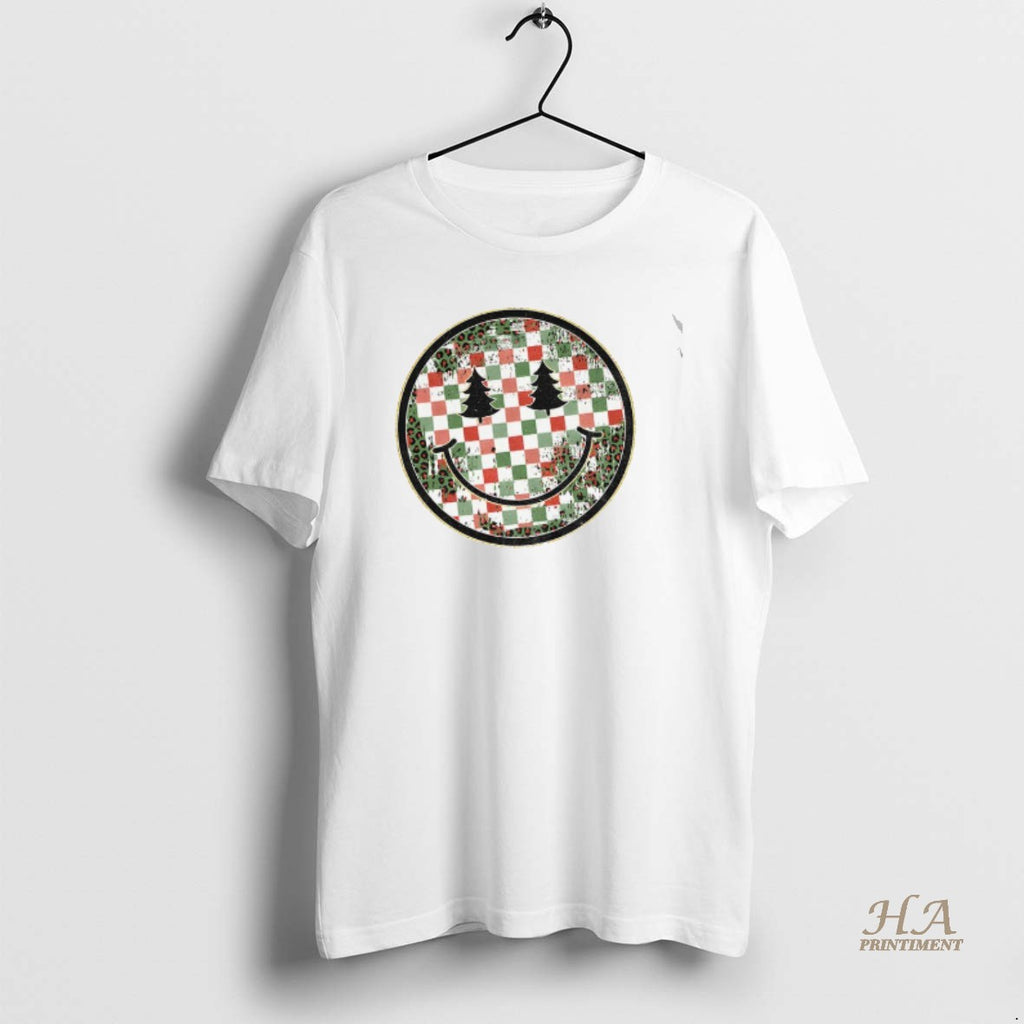 Official Retro Smiley Christmas Trendy Checkered Xmas Face Shirt Hoodie Sweatshirt | PurePodTees.com