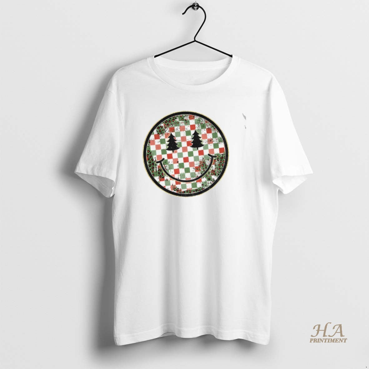 Official Retro Smiley Christmas Trendy Checkered Xmas Face Shirt Hoodie Sweatshirt | PurePodTees.com