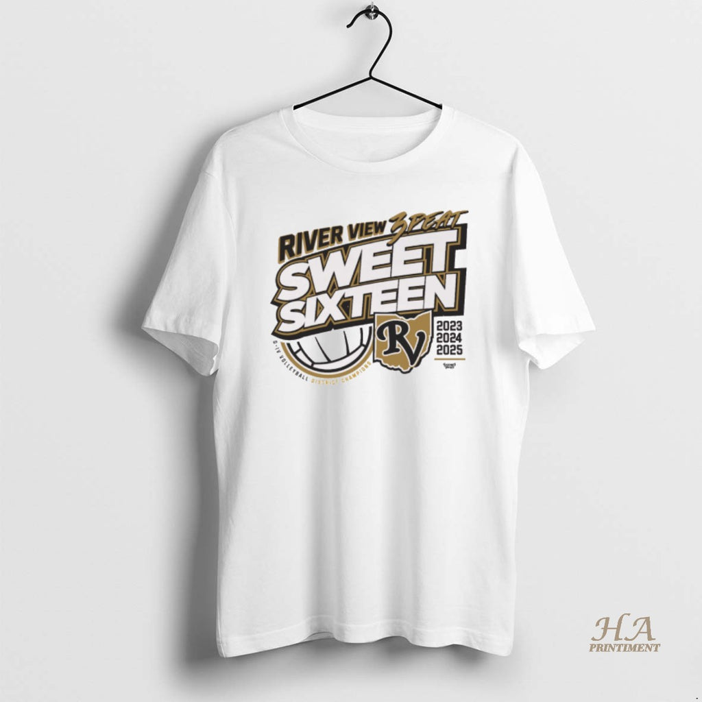 Official River View Volleyball District Champions 2025 3 Peat Sweet Sixteen D Iv Volleyball District Shirt Hoodie Sweatshirt