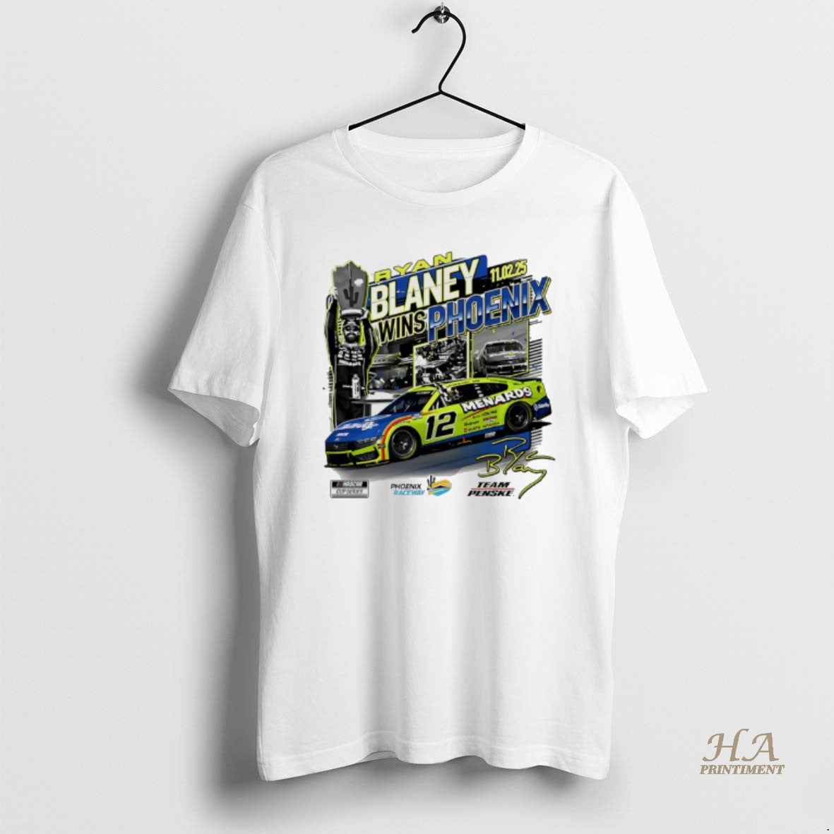 Official Ryan Blaney 2025 Nascar Cup Series Championship Race Winner Signature Shirt Hoodie Sweatshirt | PurePodTees.com