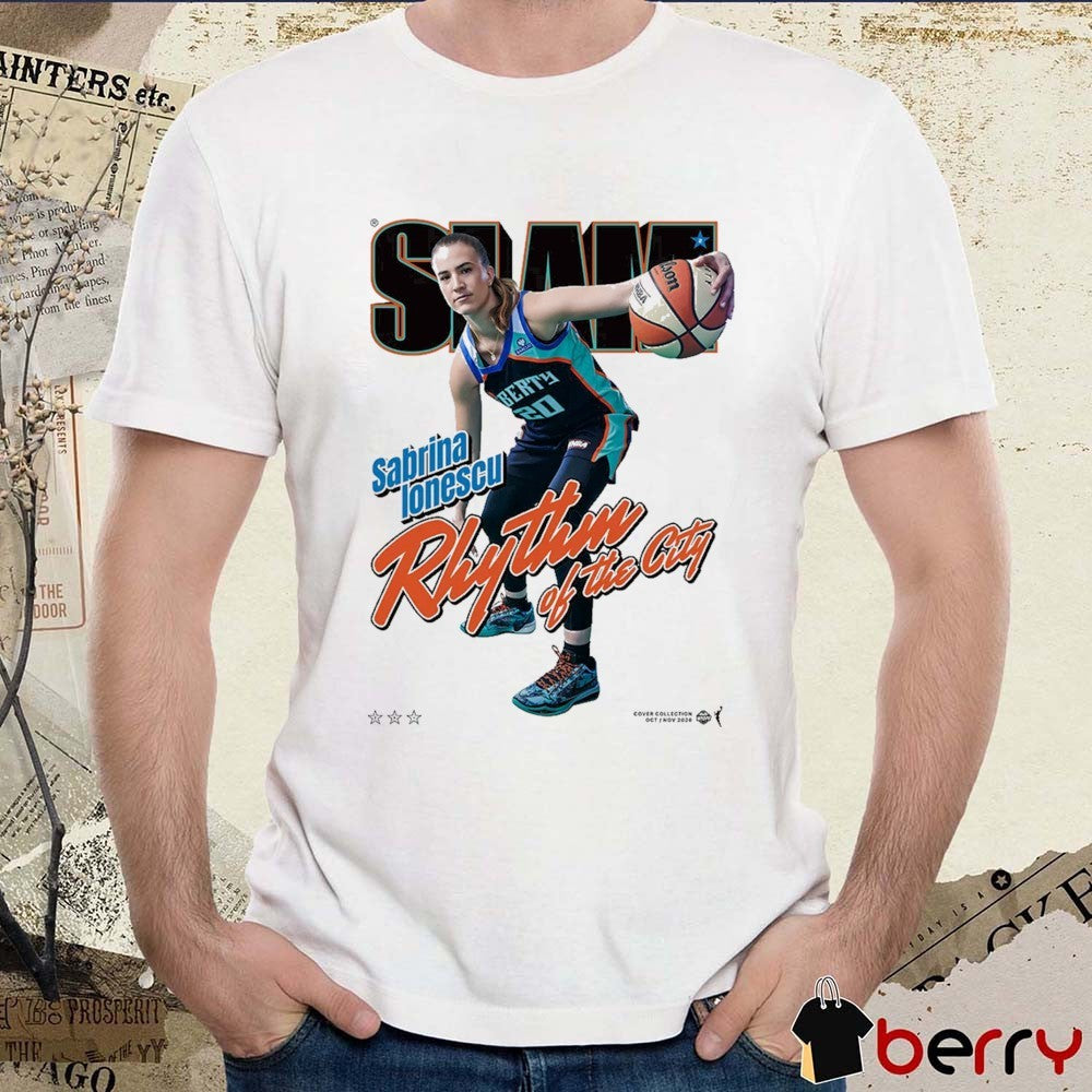 SLAM Cover Sabrina Ionescu Rhythm Of The City New York Liberty WNBA t-shirt