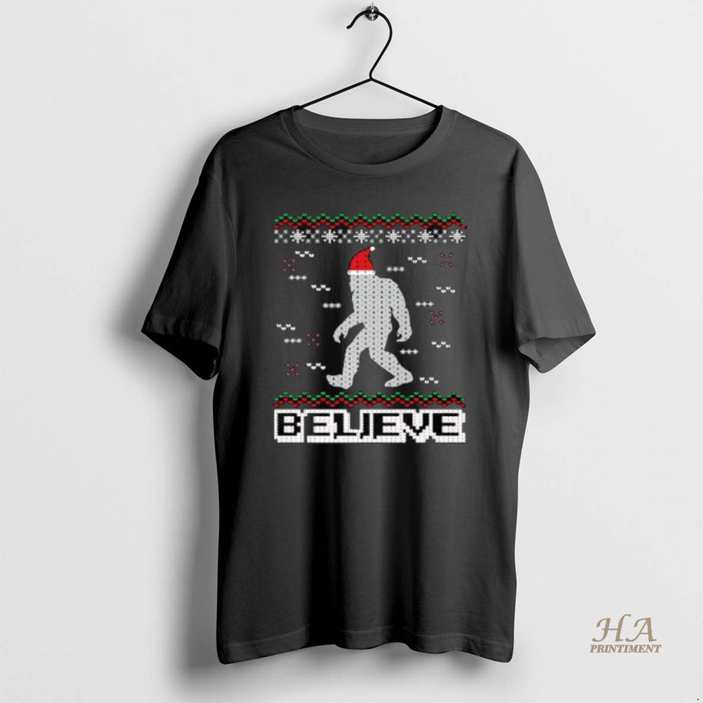 Official Santa Bigfoot Believe Christmas Shirt Hoodie Sweatshirt | PurePodTees.com