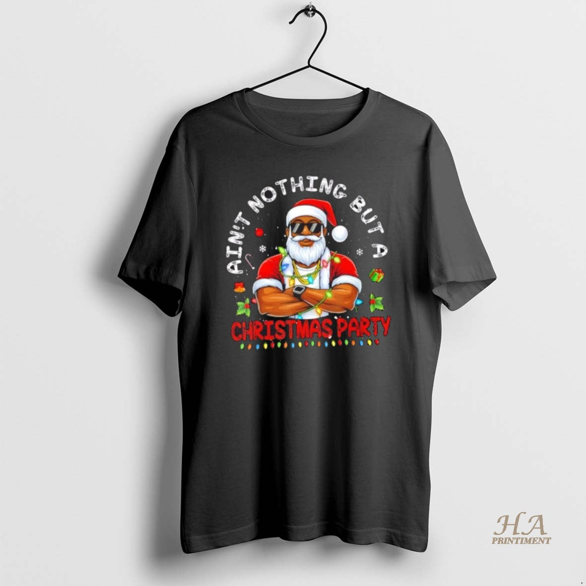 Official Santa Black Aint Nothing But A Christmas Party Shirt Hoodie Sweatshirt | PurePodTees.com