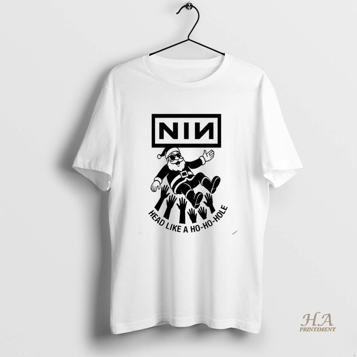 Official Santa Claus Nin Head Like A Ho Ho Hoe Christmas White Shirt Hoodie Sweatshirt | PurePodTees.com
